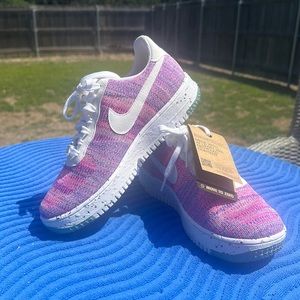 NWT Nike Air Force 1 Crater Flyknit Sneakers in Fuchsia Glow Size 8.5 Woman